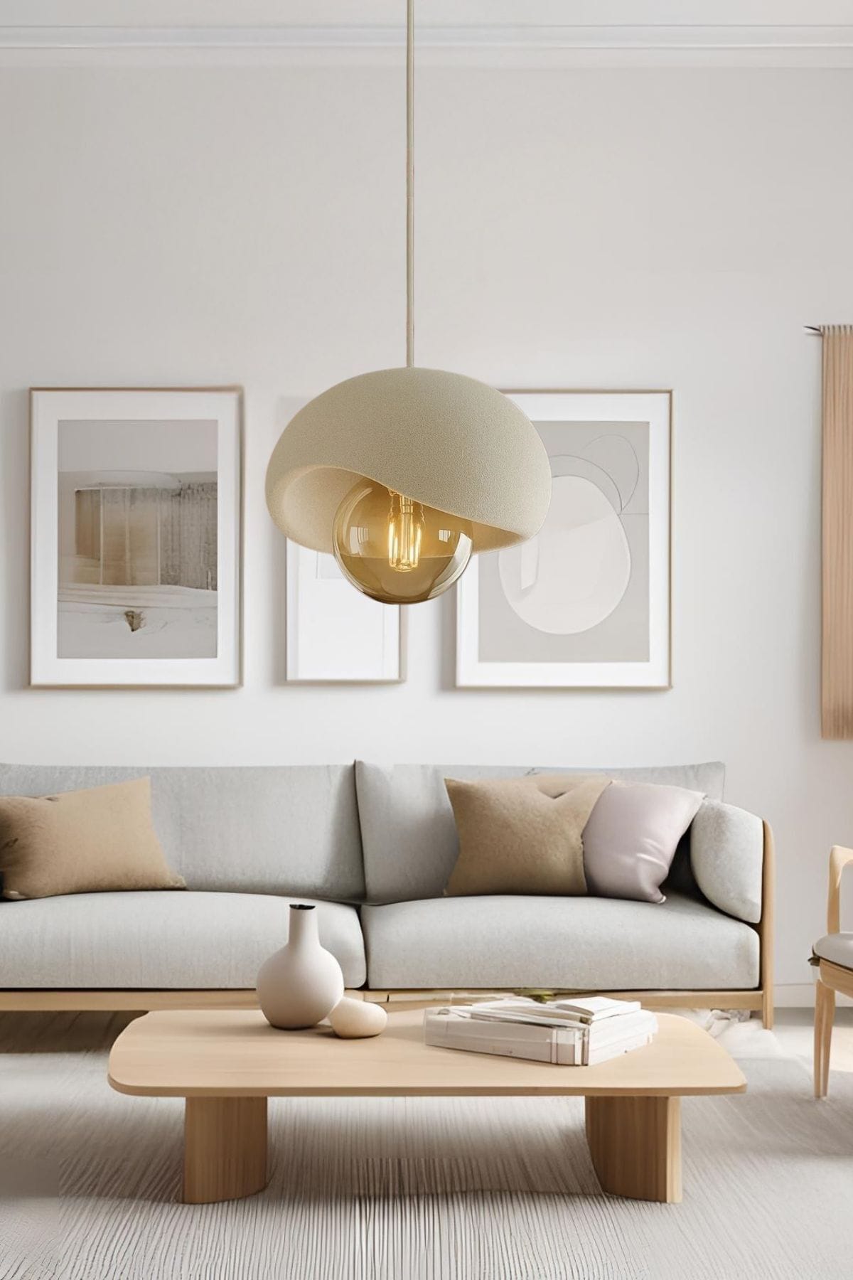 Tekli Beton Görünümlü Avize Beyaz