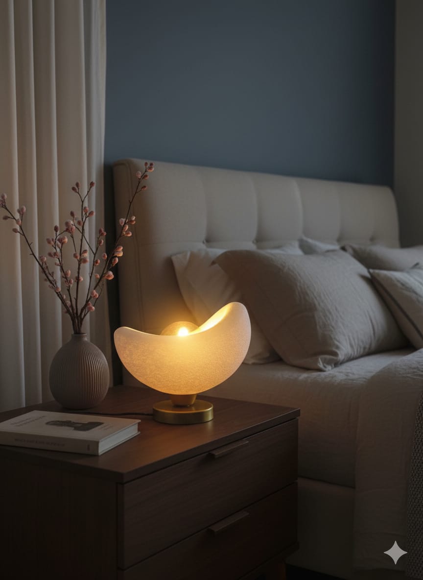 Luna Tasarım Masa Lambası Beyaz & Bronz Detaylı Modern Abajur 20 x 37 cm