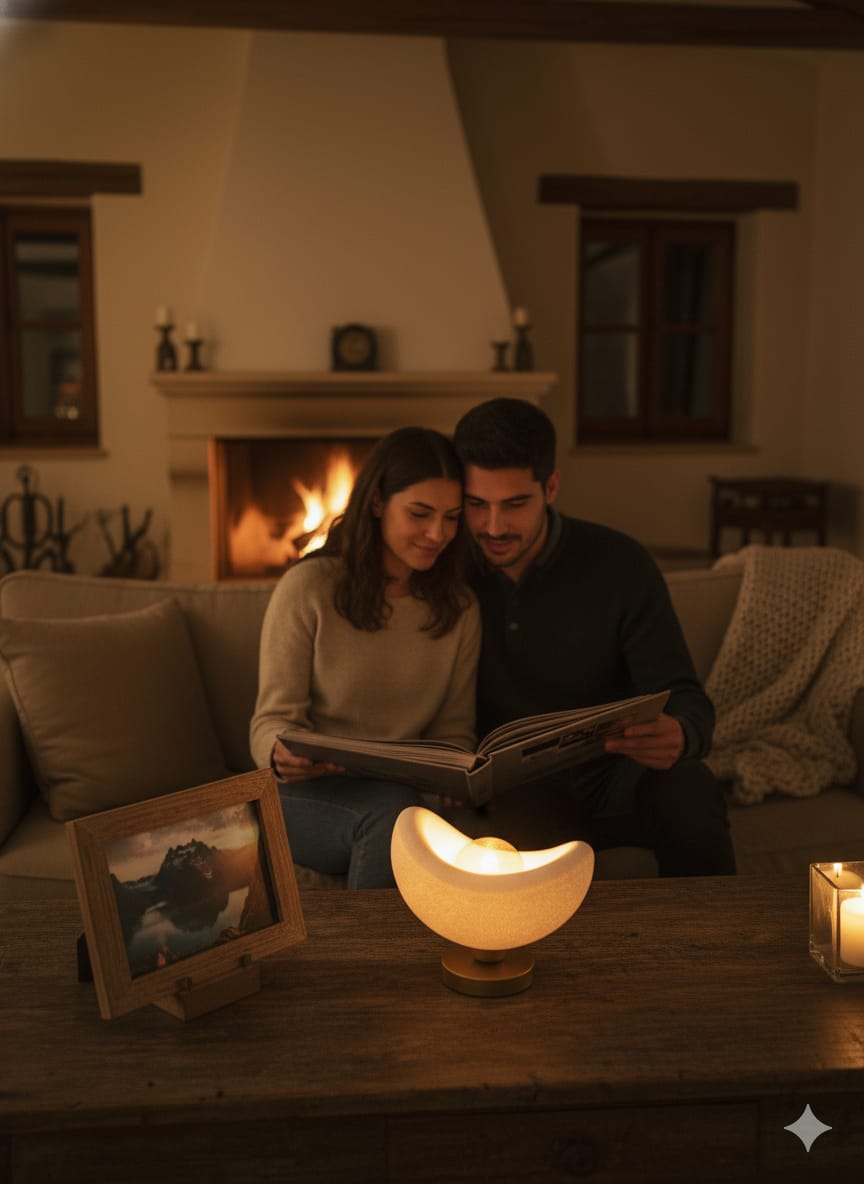 Luna Tasarım Masa Lambası Beyaz & Bronz Detaylı Modern Abajur 20 x 37 cm