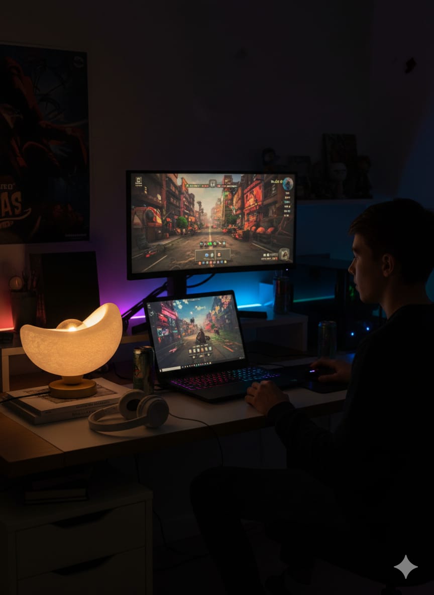 Luna Tasarım Masa Lambası Beyaz & Bronz Detaylı Modern Abajur 20 x 37 cm