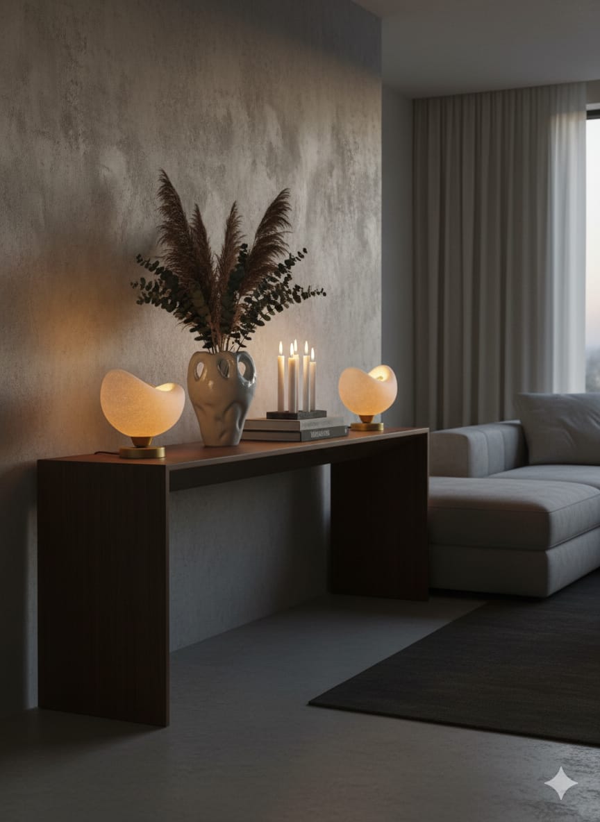 Luna Tasarım Masa Lambası Beyaz & Bronz Detaylı Modern Abajur 20 x 37 cm