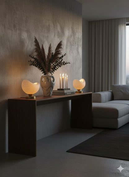 Luna Tasarım Masa Lambası Beyaz & Bronz Detaylı Modern Abajur 20 x 37 cm