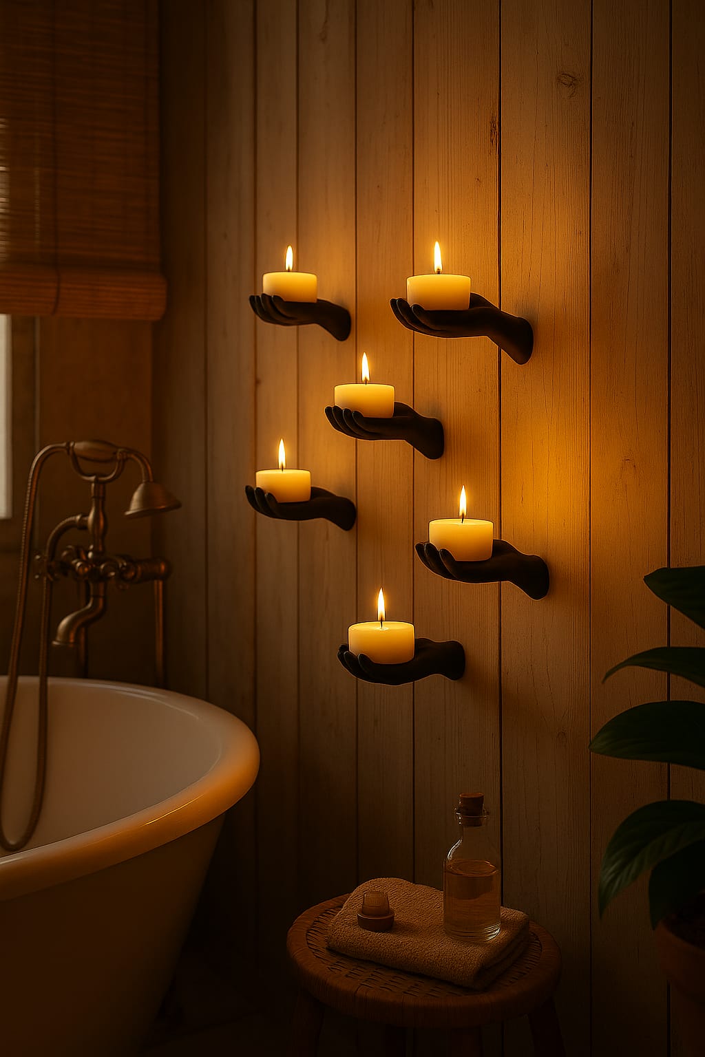 5li El Figür Duvar Mumluk 12 x 9 cm- Led Mumlar Hediye