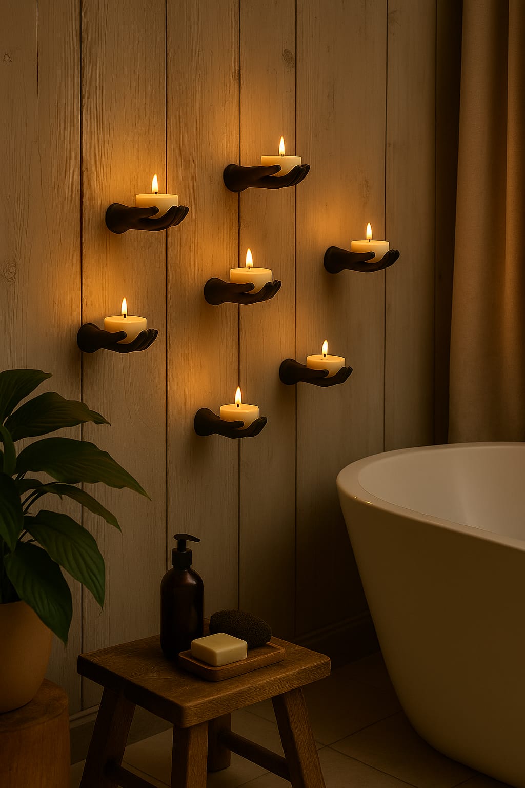 5li El Figür Duvar Mumluk 12 x 9 cm- Led Mumlar Hediye