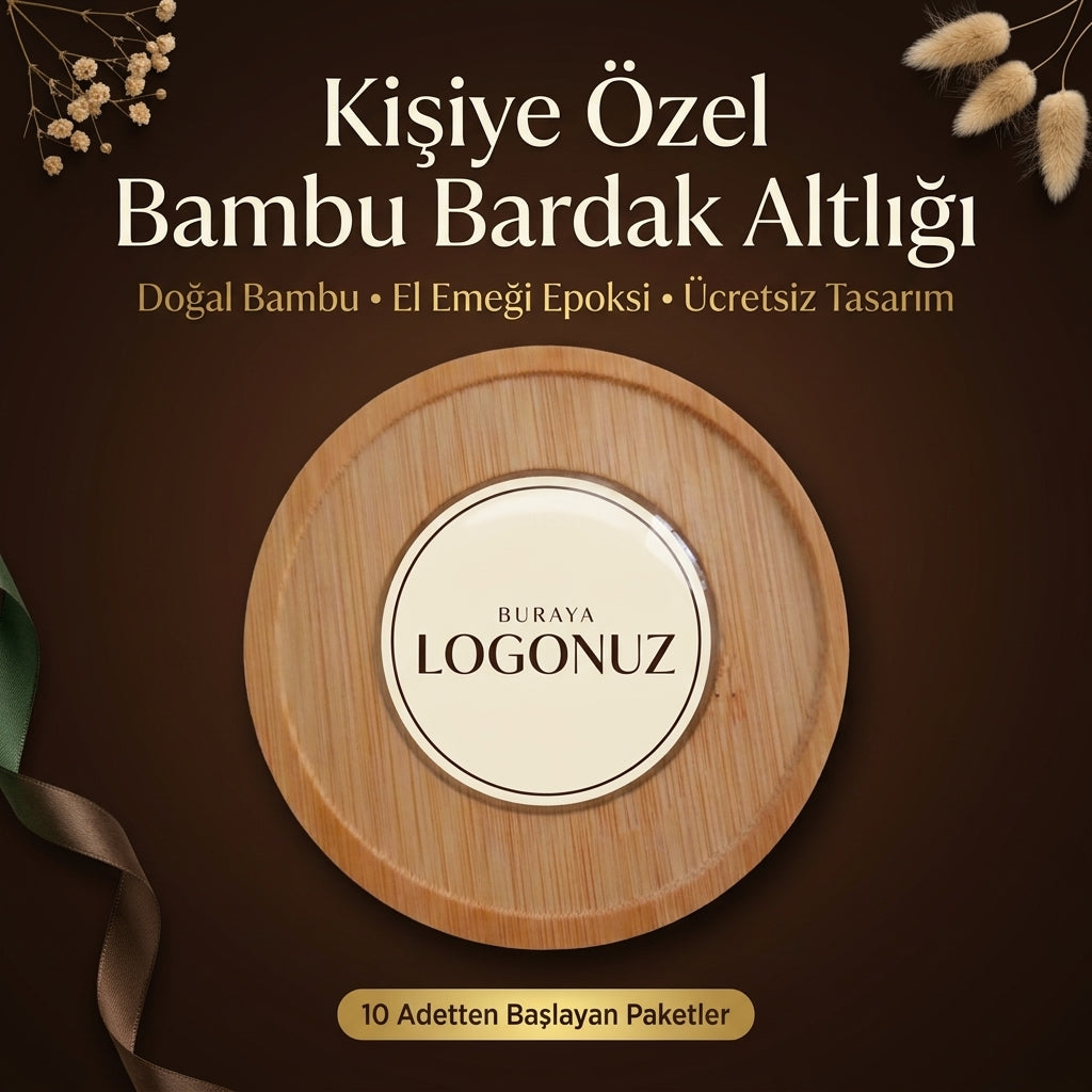 Kişiye Özel Epoksili Bambu Bardak Altlığı | Toplu Hediyelik & Kurumsal Hediye
