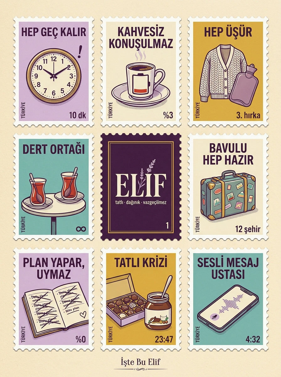 Kişiye Özel Pul Koleksiyonu Tablosu – İsme Özel Çerçeveli Tablo 30x40 | Doğum Günü, Sevgiliye, Anneye, Arkadaşa Hediye